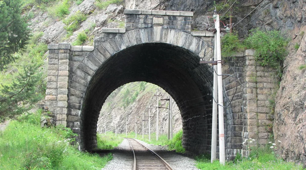 Historic stone railway tunnel of the Circum-Baikal Railway